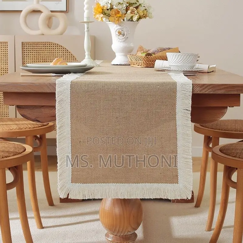 30*275 Cm Natural Burlap Linen Woven Table Runners