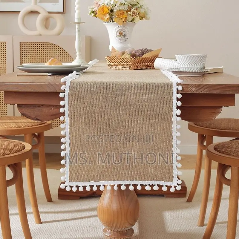 30*275 Cm Natural Burlap Linen Woven Table Runners