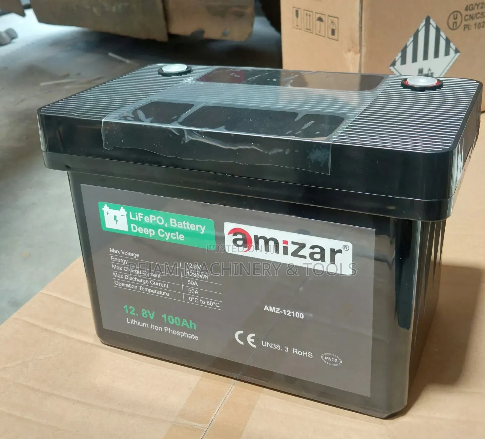 Amizar 12.8V 100Ah LiFePO4 Deep Cycle Lithium Battery Model AMZ-12100