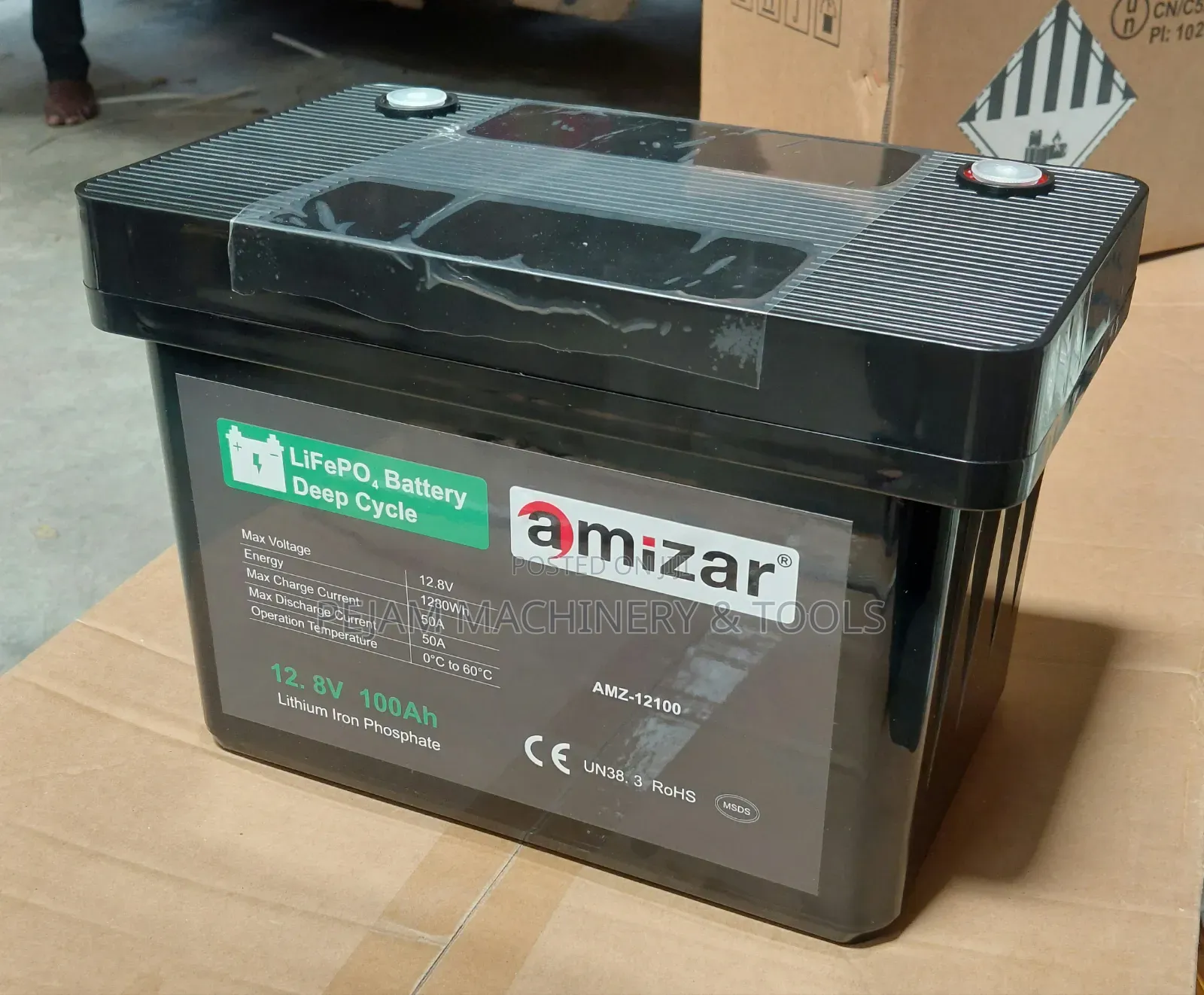 Amizar 12.8V 100Ah LiFePO4 Deep Cycle Lithium Battery Model AMZ-12100