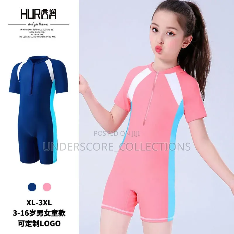 Girls Plain Coloured Swimming Costumes