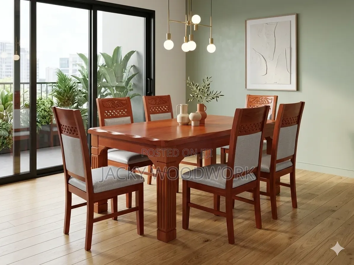 Premium 6-Seater Solid Mahogany Dining Set