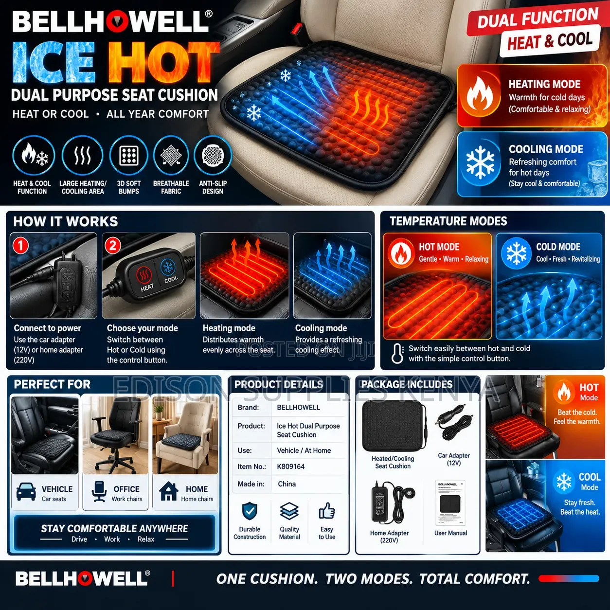 Heater Seat Chair Warmer Dual Cold Cooling Dual Purpose Seat Cushion