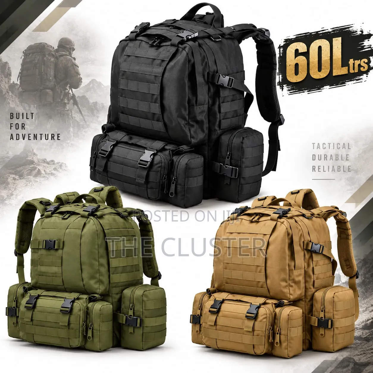 60L Large Tactical Backpack – Heavy Duty Travel, Hiking Outdoor