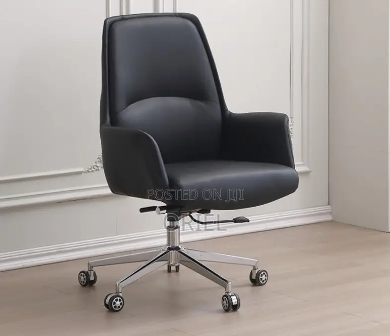 Executive Office Chair : Mid-Back Leather Desk Seat