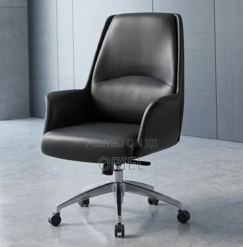 Executive Office Chair : Mid-Back Leather Desk Seat