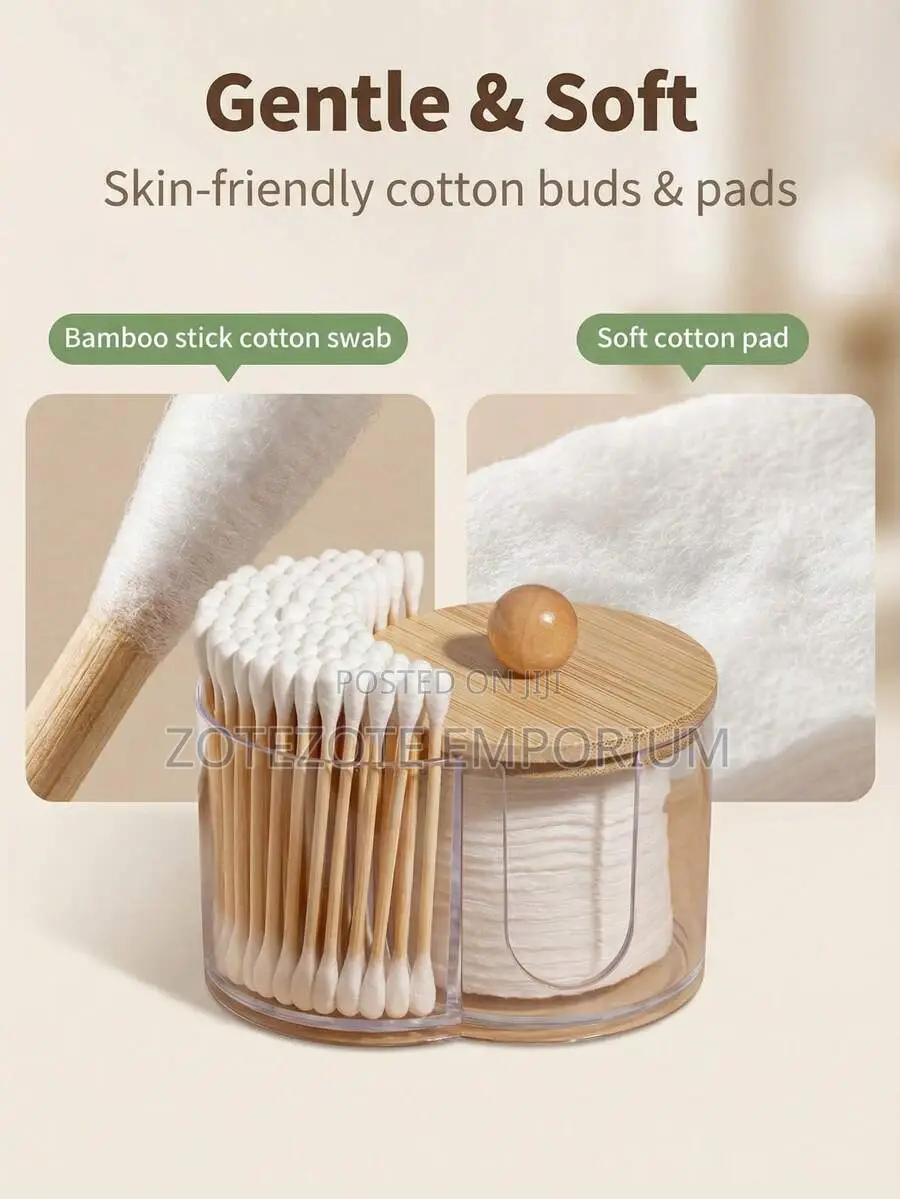 2-in-1 Bamboo Lid Transparent, Desktop Makeup Organizer Box