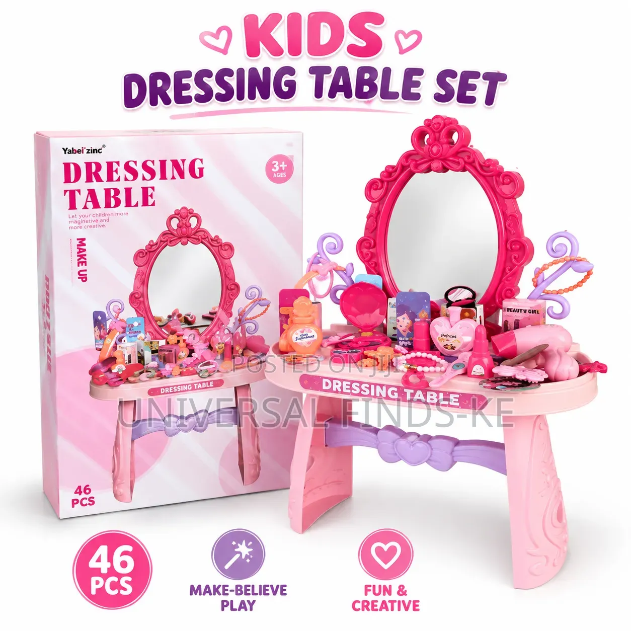 Children’s Dressing Up Table Kids Vanity Set Pretend Play