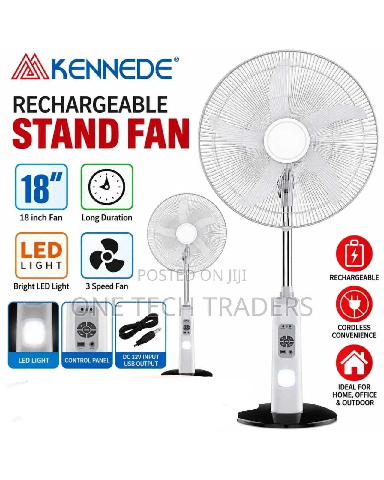 Rechargeable Standing Fan 18"