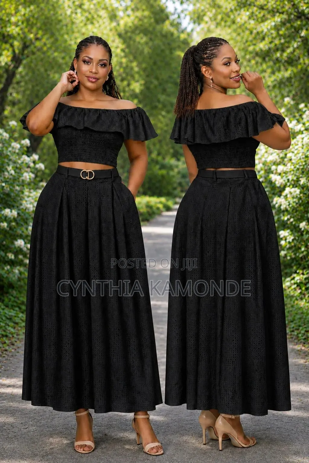 Offshoulder Top and Skirt Set