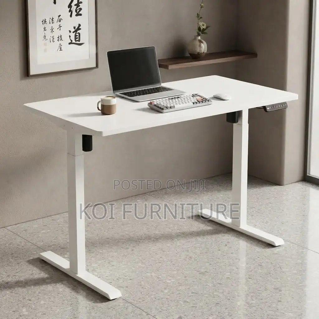 Office Desk; White 1200mm Electric Ergonomic Modern Adjustable Desk