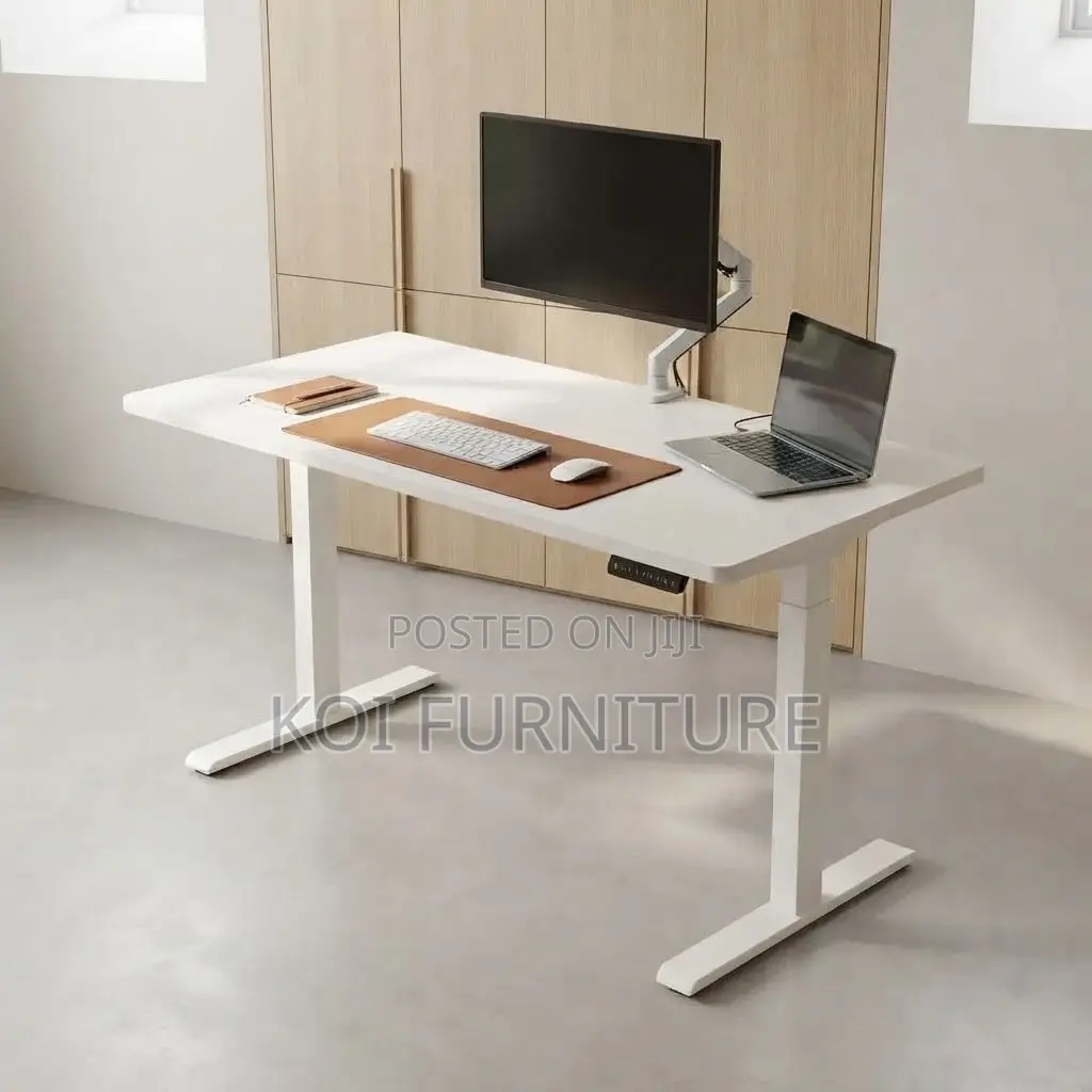 Office Desk; White 1200mm Electric Ergonomic Modern Adjustable Desk