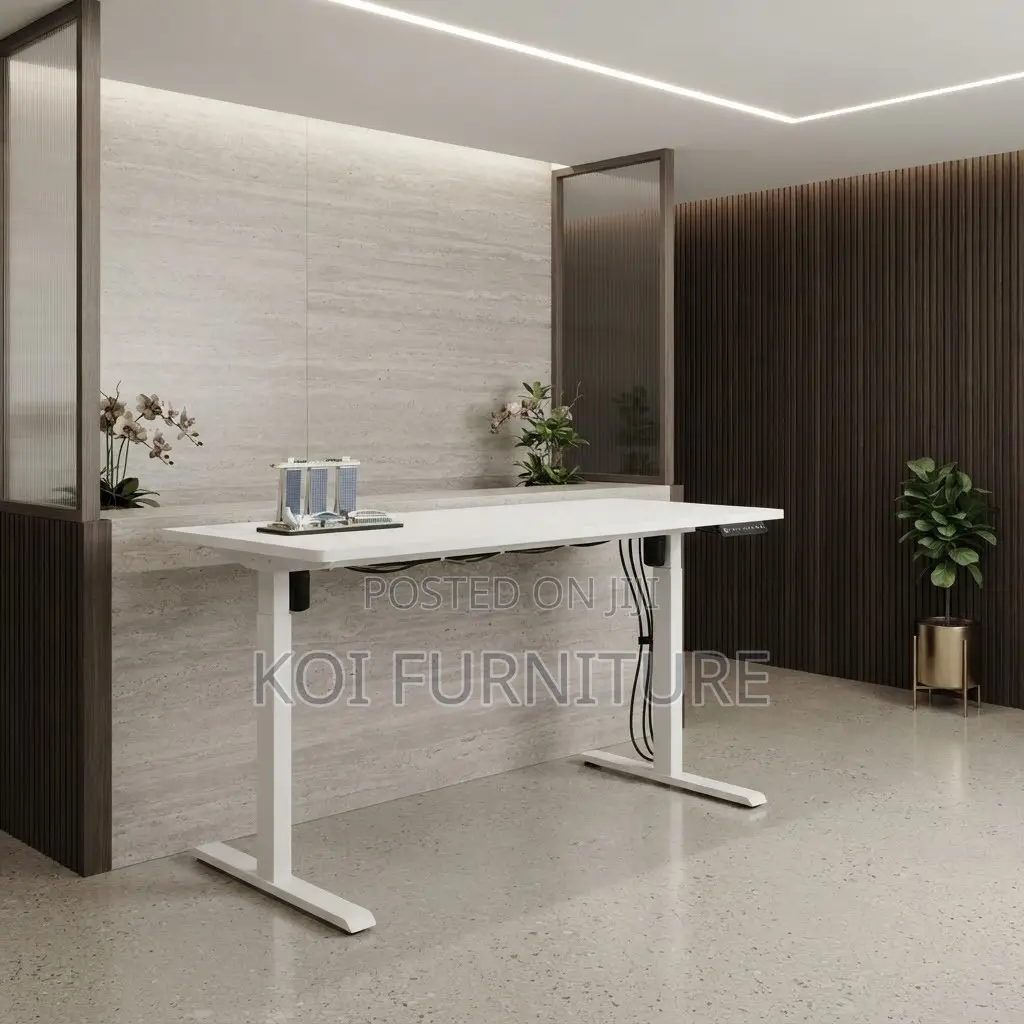 Office Desk; White 1200mm Electric Ergonomic Modern Adjustable Desk