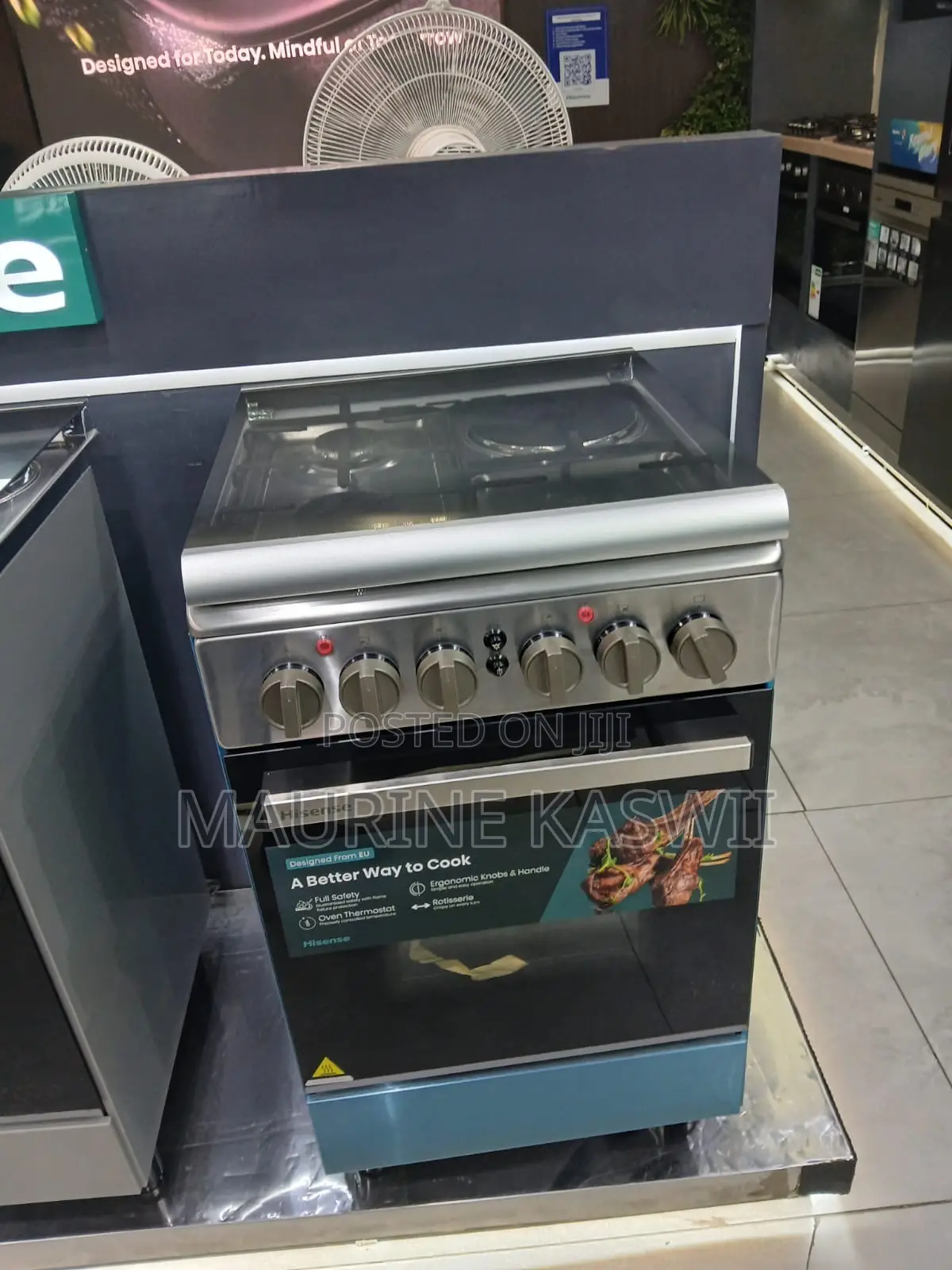 HISENSE 50cm by 55Cm Free Standing Stainless Steel 3Gas+1 Electric