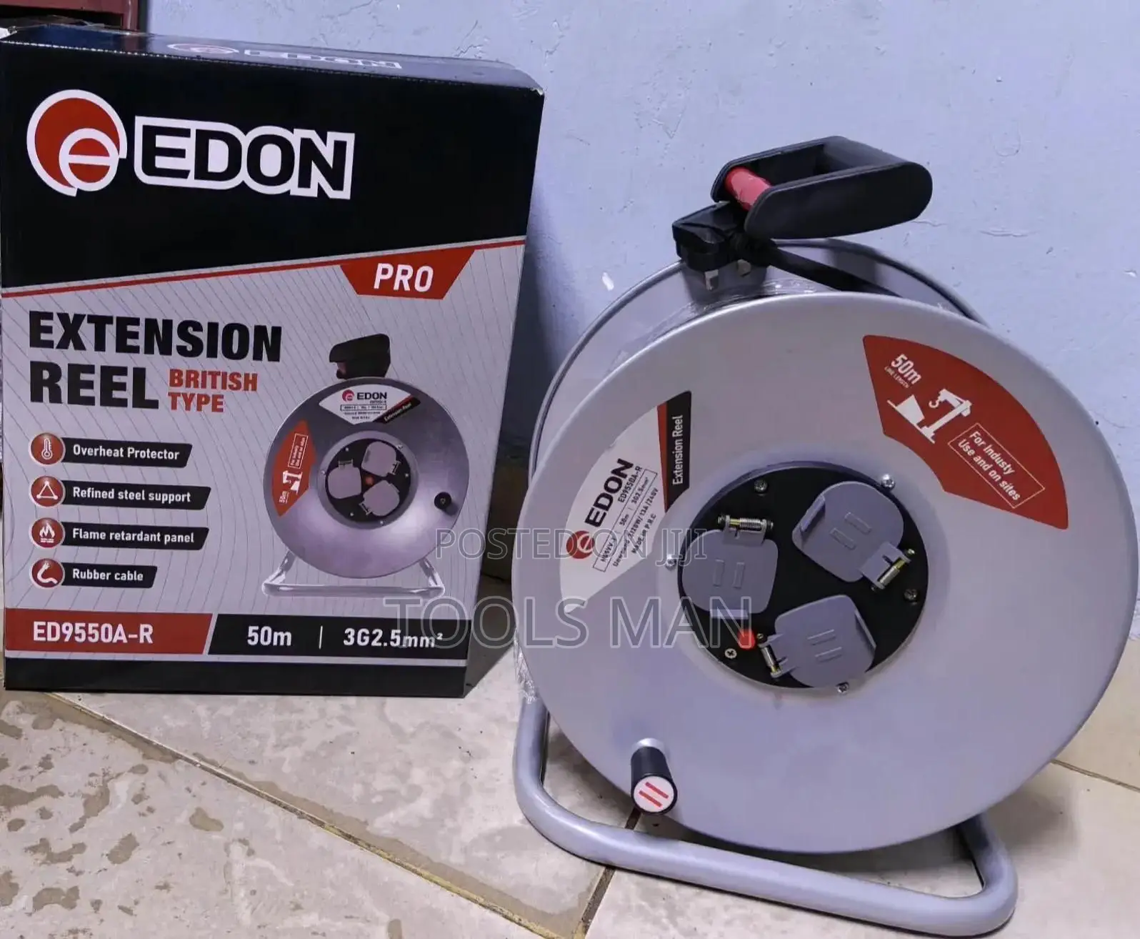 Edon 50M Heavy-Duty Cable Reel Extension.