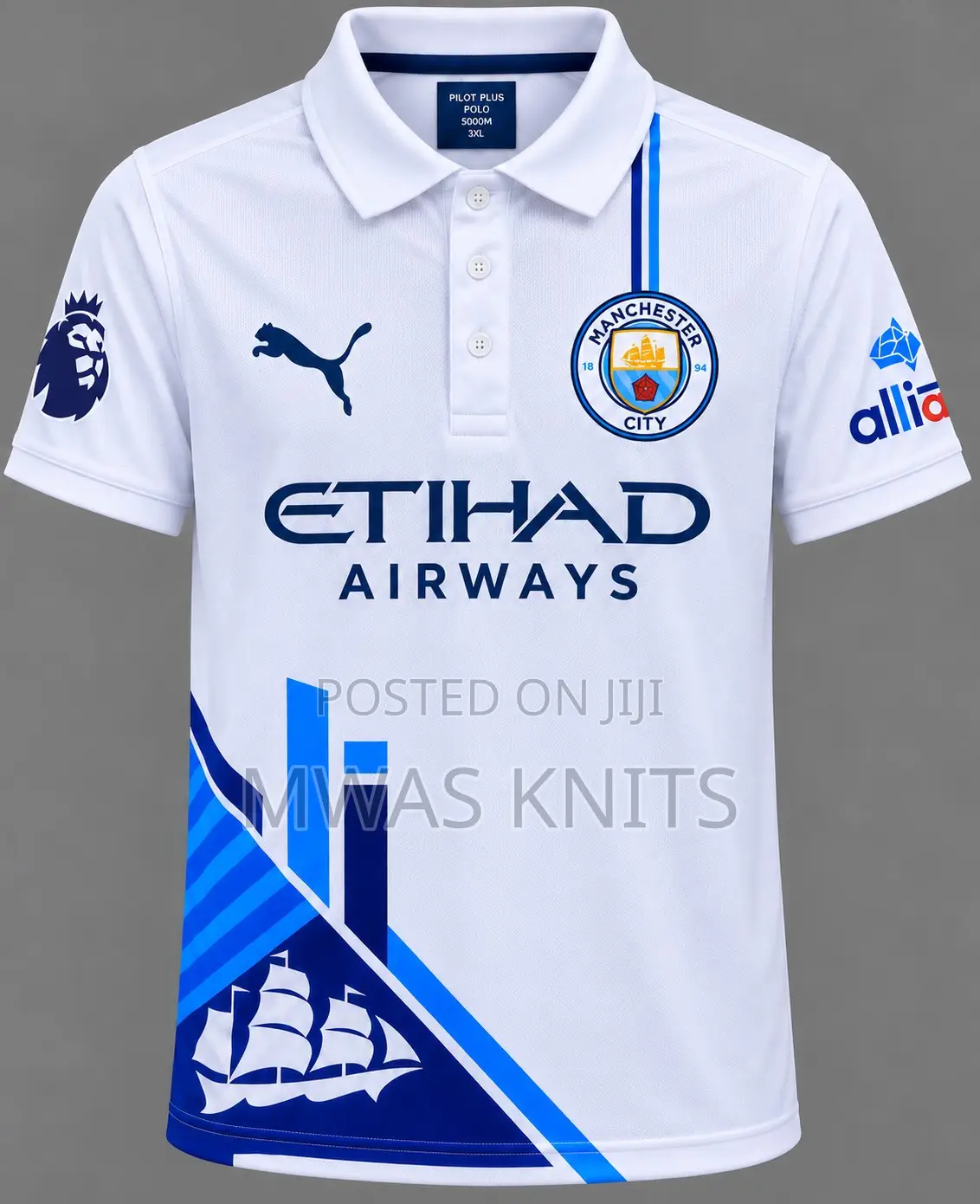 White Man City Polo Jersey – Premium Quality Football Shirt