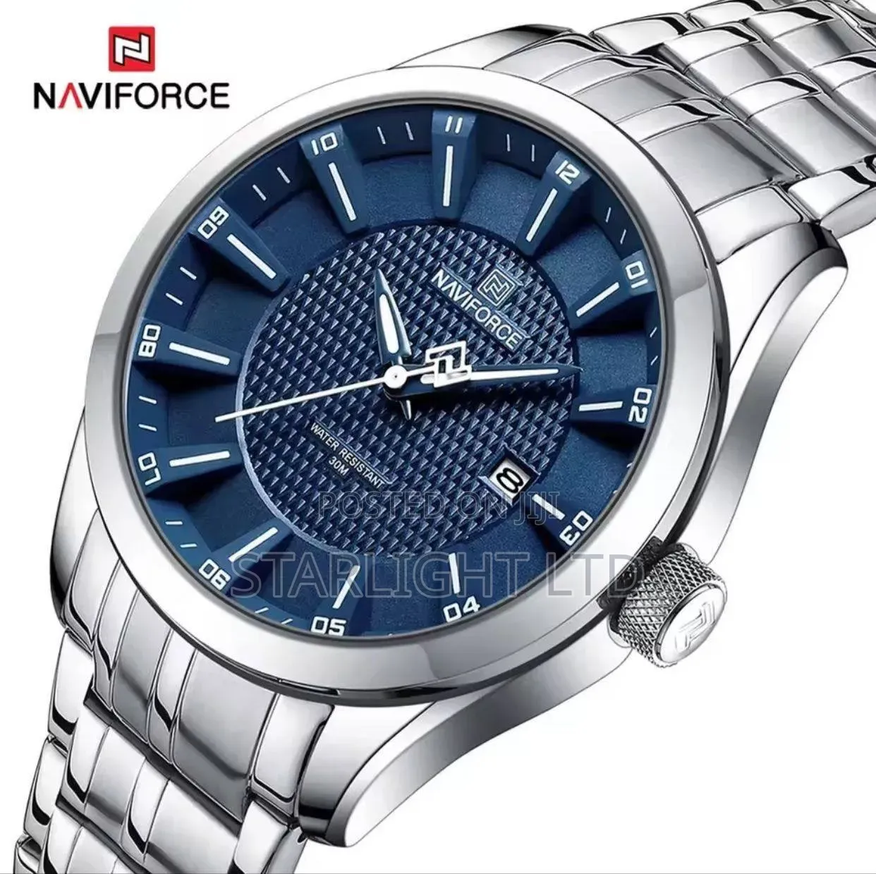 NAVIFORCE NF8032 All-Black Stainless Steel Men's Watch With Red Accent