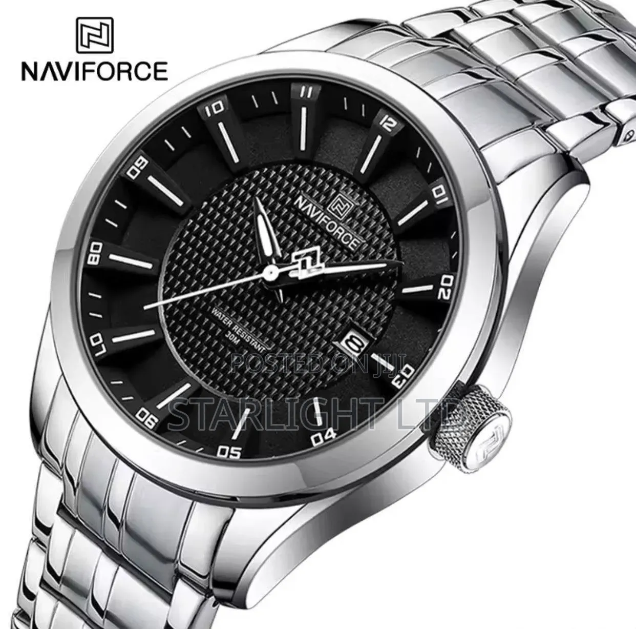 NAVIFORCE 8032 Classic Black Steel Executive Edition Male Clock