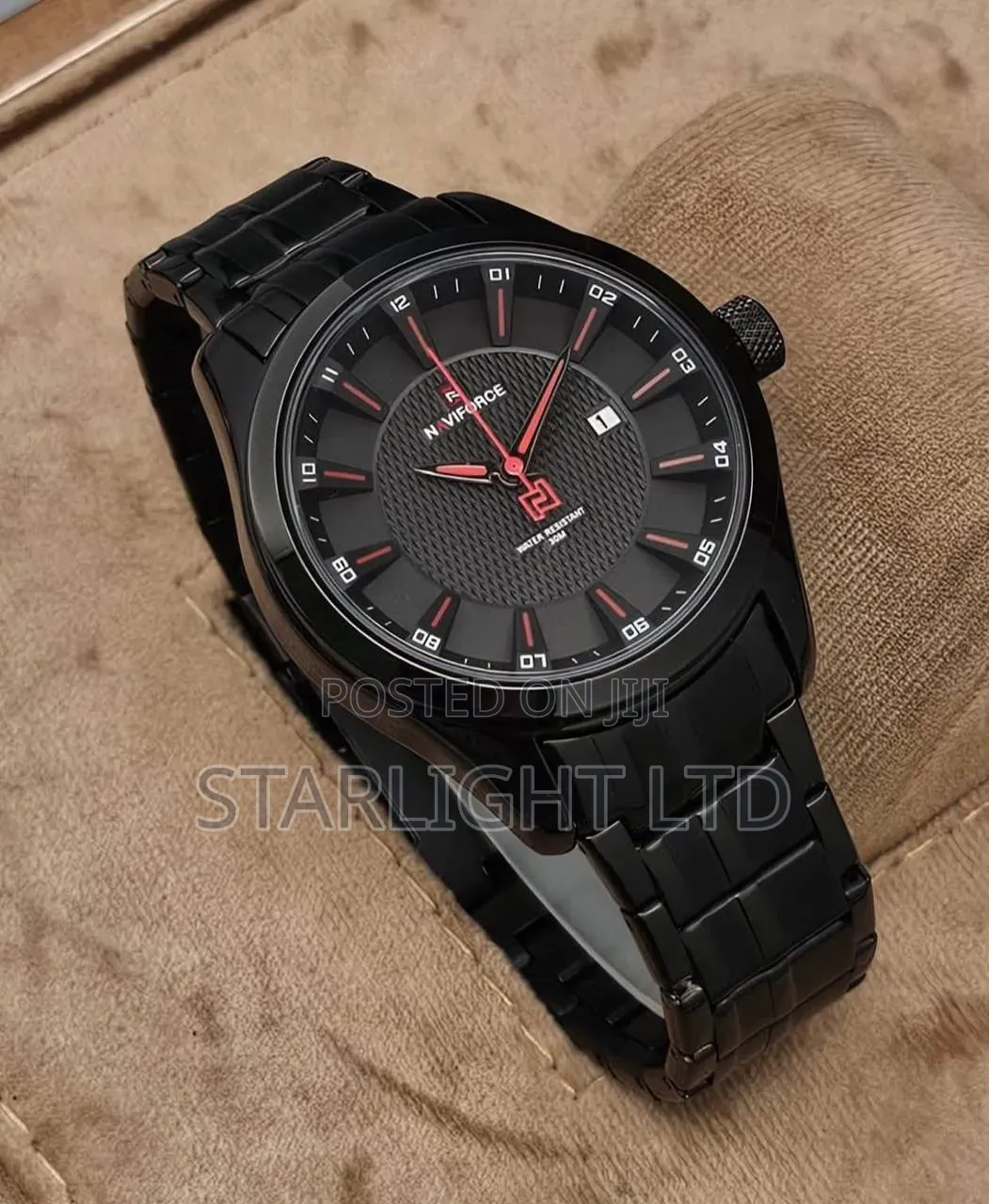 Bold Contrast: NAVIFORCE Executive Black Dial Red Marker Masterpiece