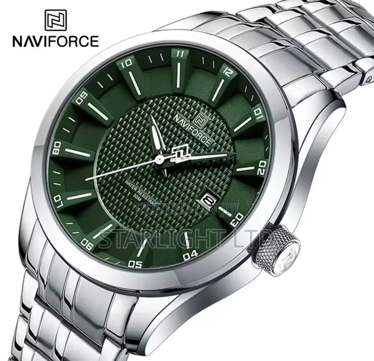 Watch With Textured Dial Luminous Hands