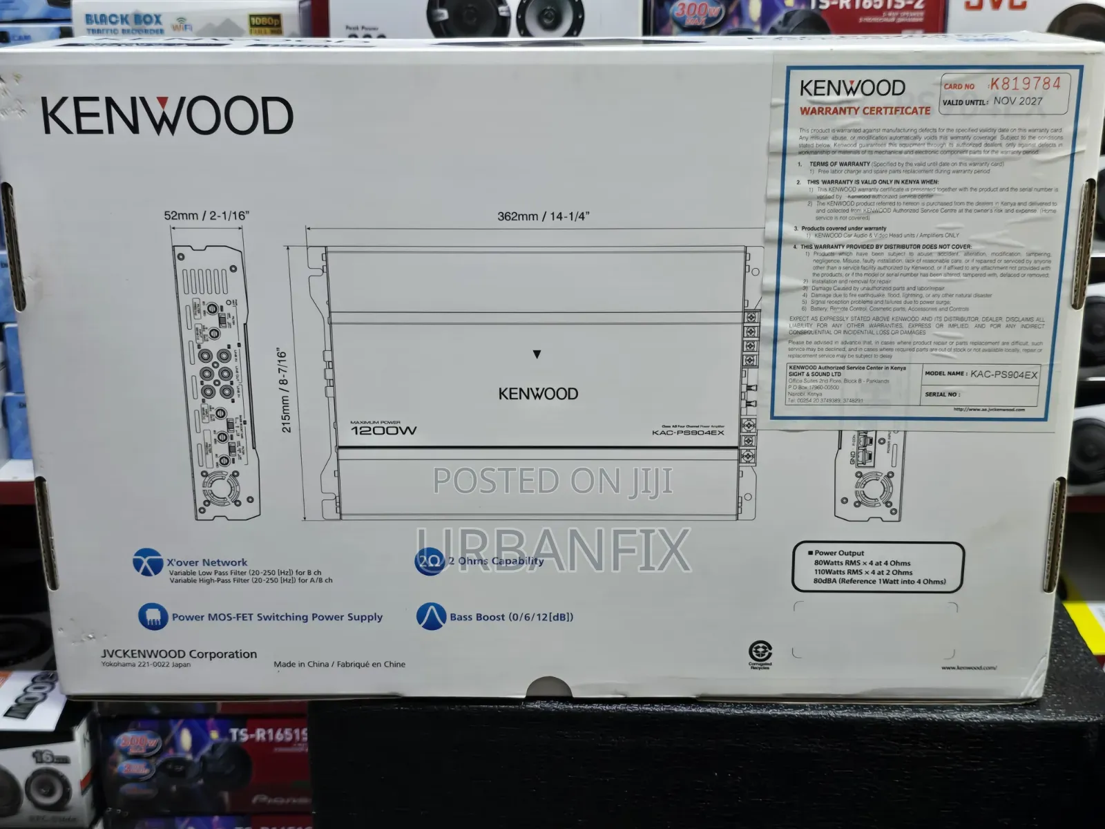 Kenwood 1200watts 4-Channel Bridgeable Amplifier With Cooling Fan