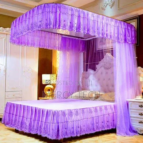4-Stand Net Rail Mosquito Net (Pink/Purple/Cream, 4x6, 5x6, 6x6)