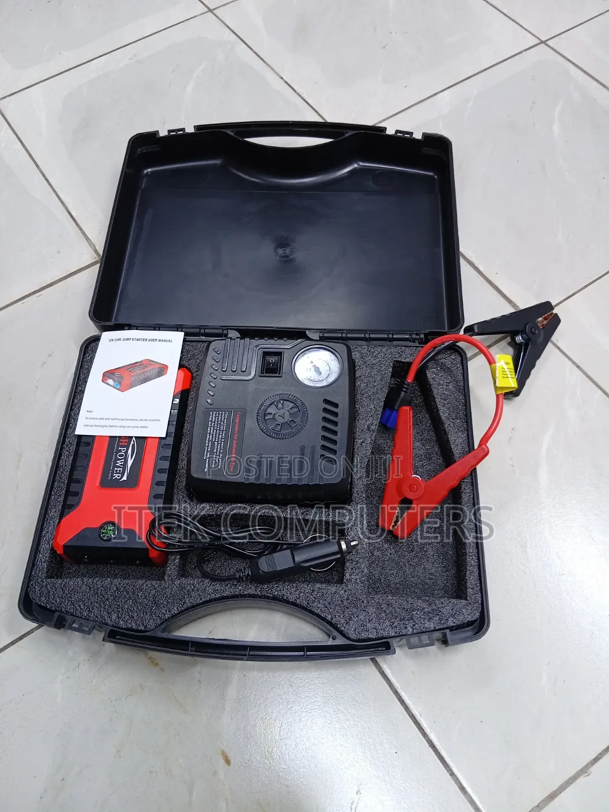 Rechargeable Vehicle Jump Starter Kit With LED Emergency Light