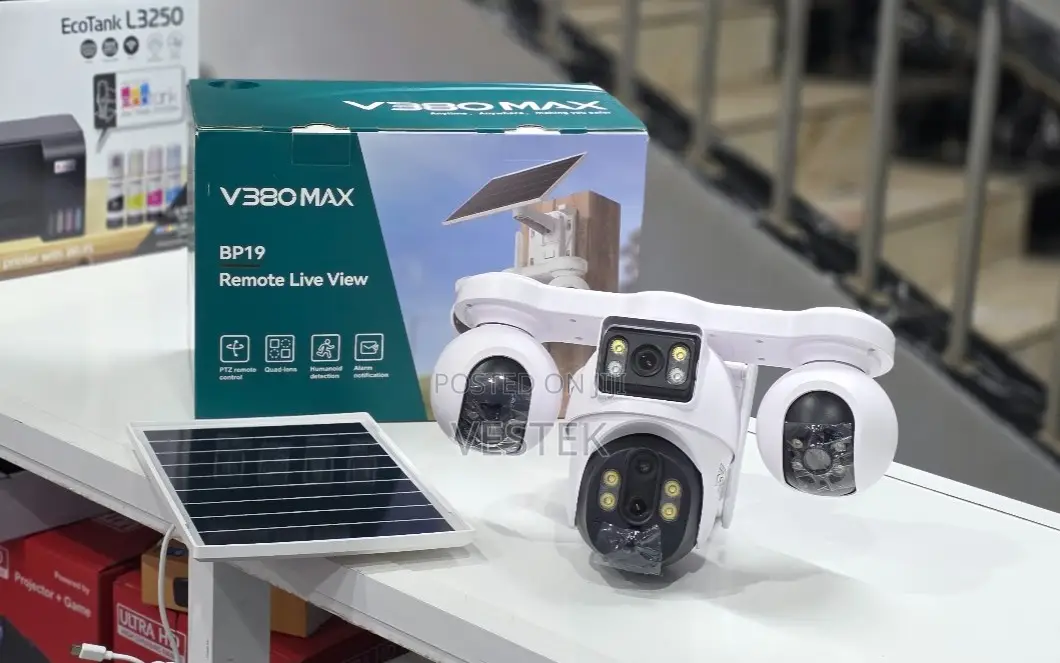 V380 MAX BP19 Solar Powered Quad-Lens Outdoor Security Camera