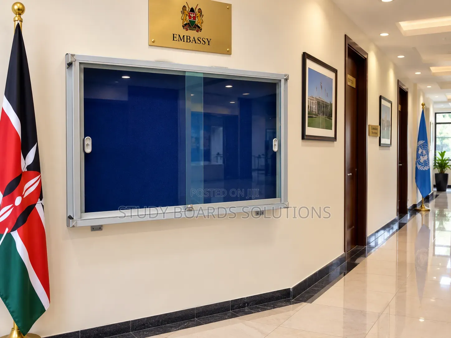 Executive Glass Sliding Lockable Notice Board – 90cm × 60cm