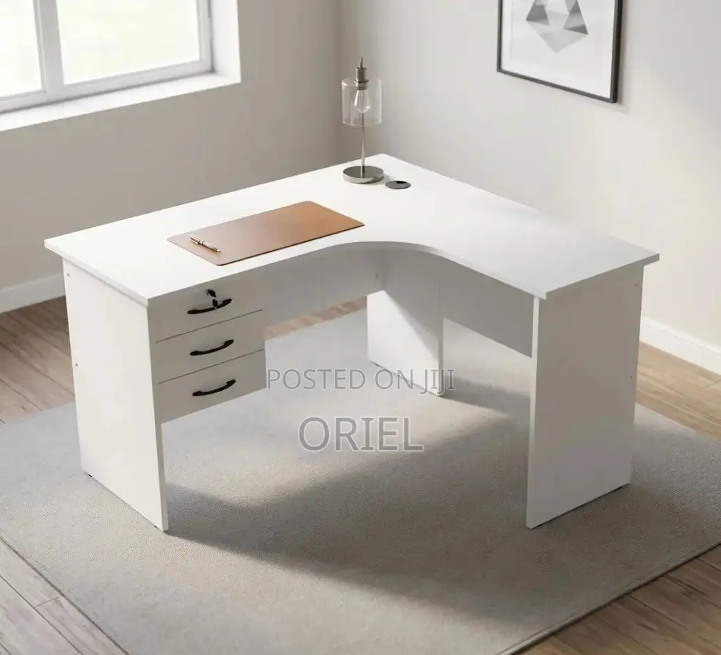 Office Study Desk : White 1.2M Corner Desk