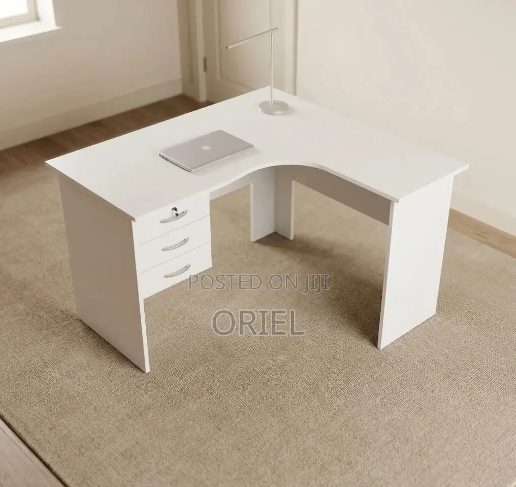 Office Study Desk : White 1.2M Corner Desk