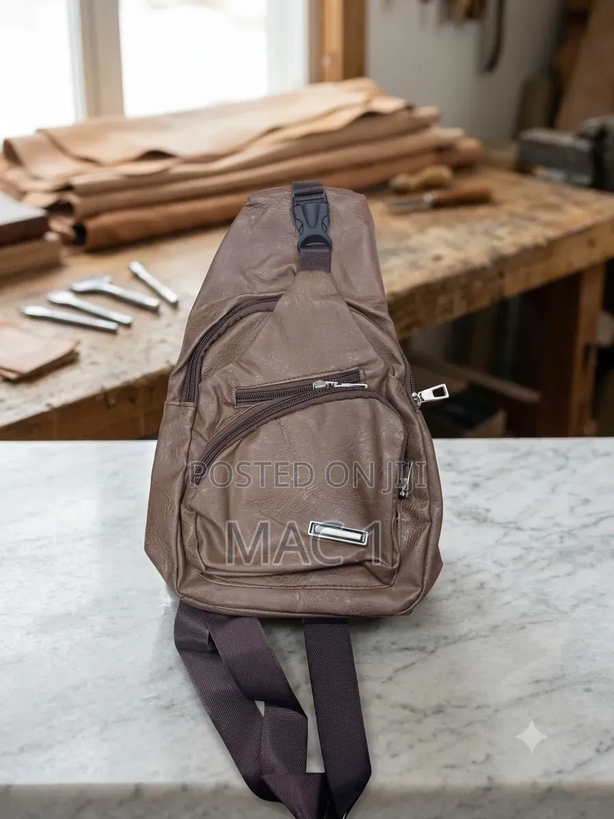 Men’s Leather Crossbody Chest Bag – Waterproof Sling Shoulder Bag