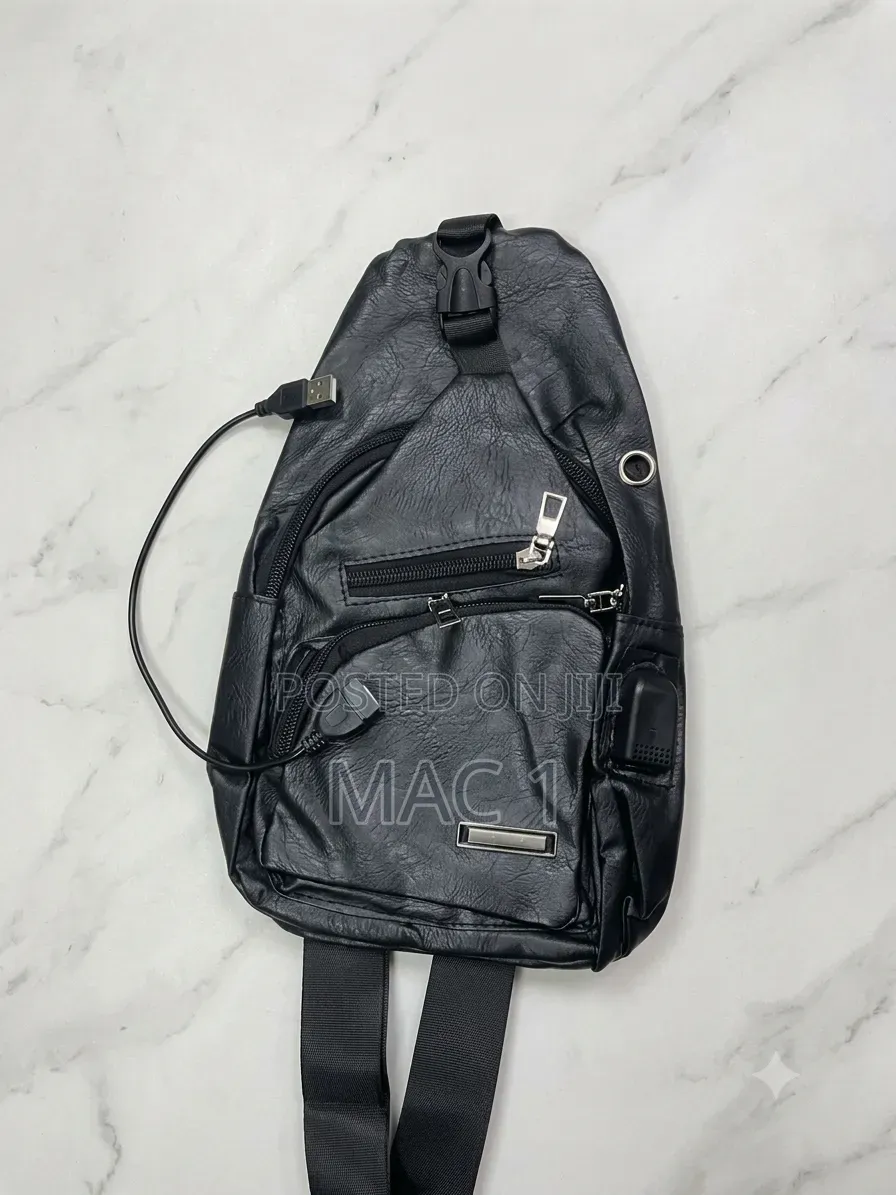 Men’s Leather Crossbody Chest Bag – Waterproof Sling Shoulder Bag