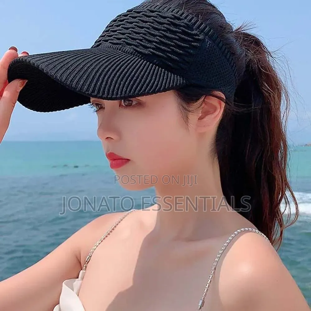 Women Sun Hats, Women Sun Visor Hat Knitted Ponytail Cap UV Protection
