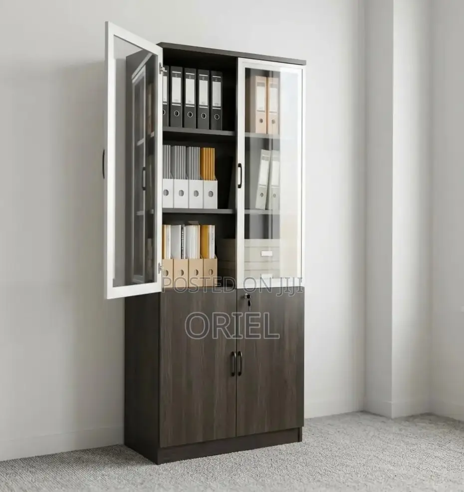 Office Cabinet : Wooden 2-Door Brown Storage Cabinet
