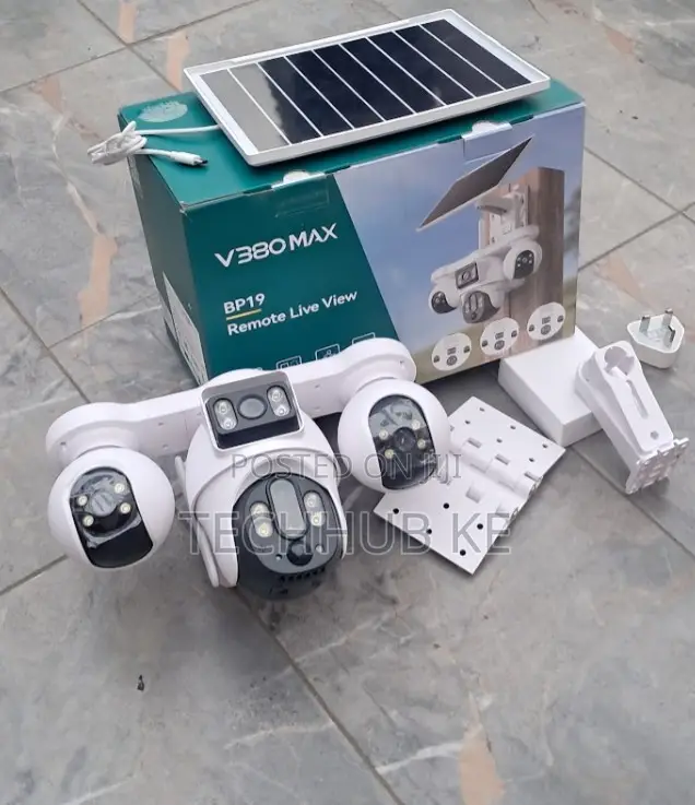 Bp19 V380 Pro Max 4g Simcard 4 Lens Outdoor Solar Camera With Audio