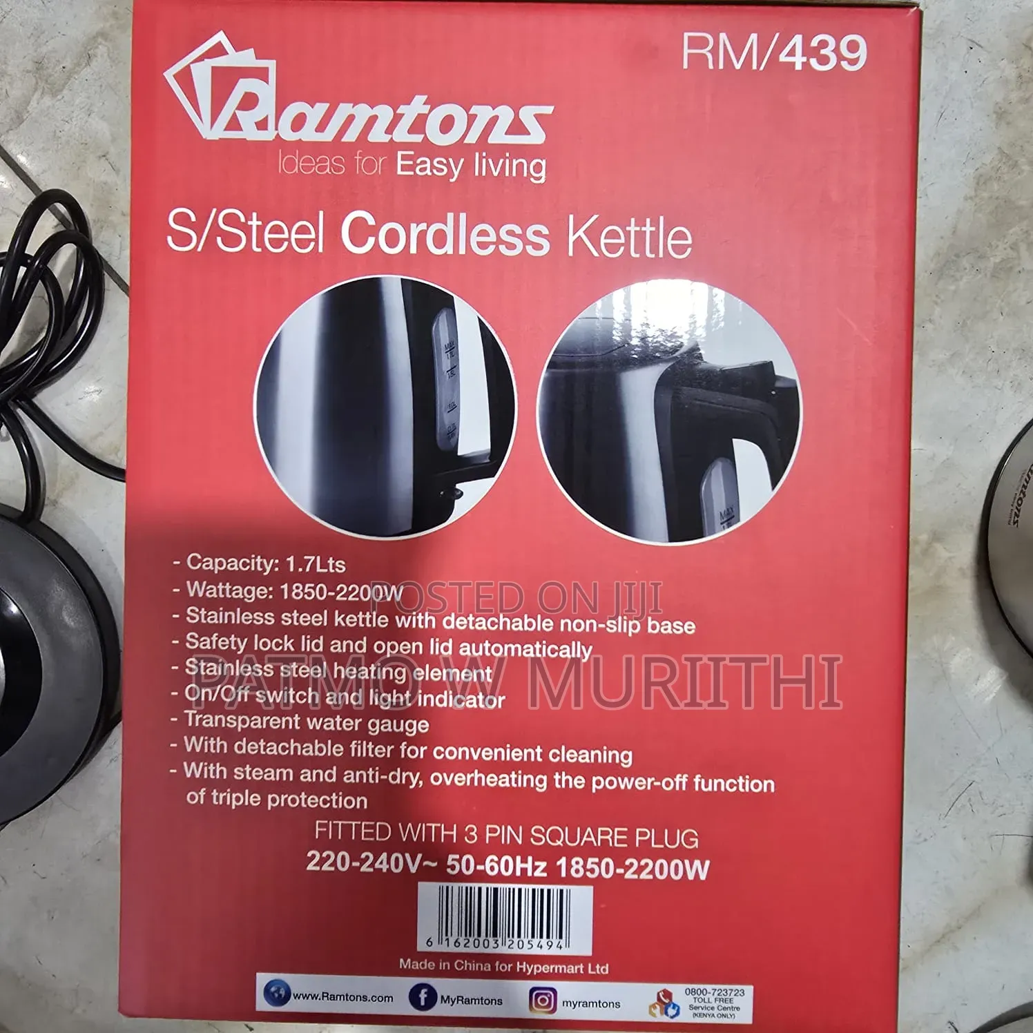 Ramtons RM/439 Fast Boil Cordless Stainless Steel Kettle 1.7L