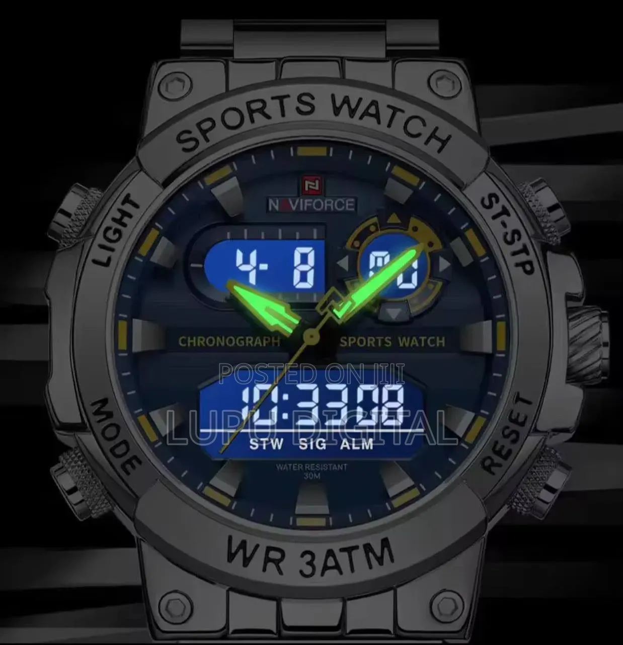Naviforce Dual Time Gents Watch #Nf9237 Dual Display Water Resistant