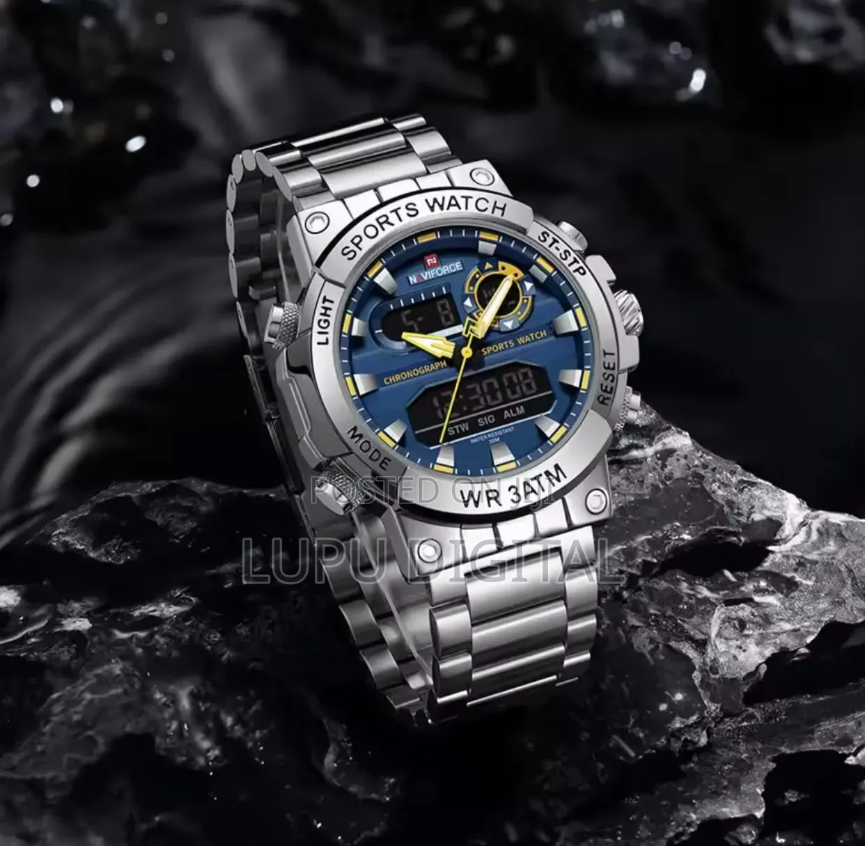 Naviforce Dual Time Gents Watch #Nf9237 Dual Display Water Resistant
