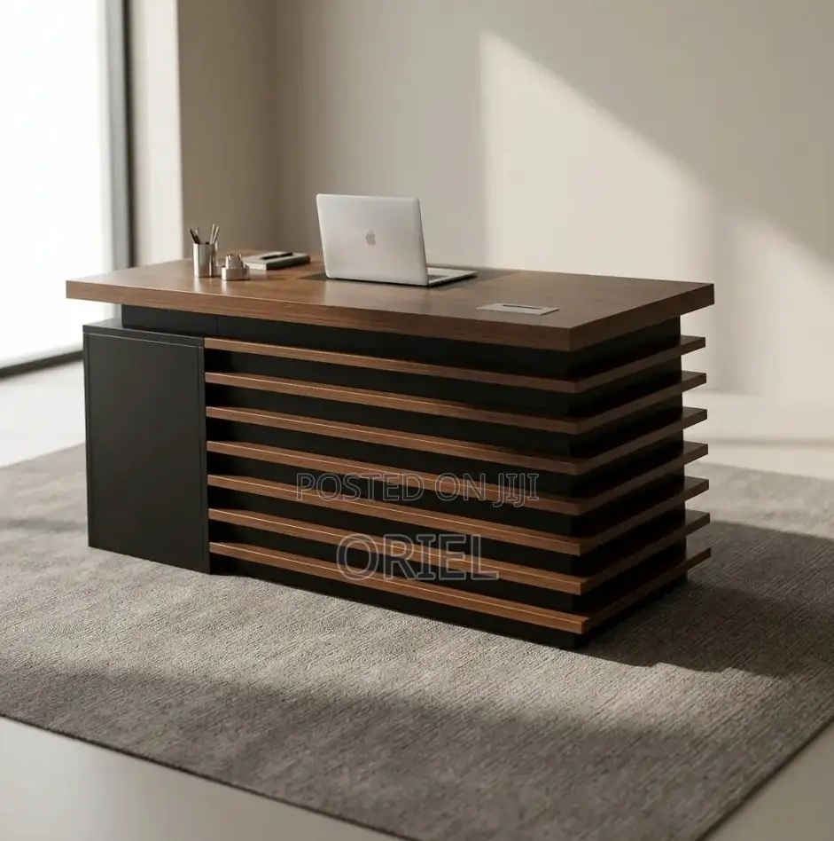 Office Desk : 1400MM Executive Brown Table With Drawers