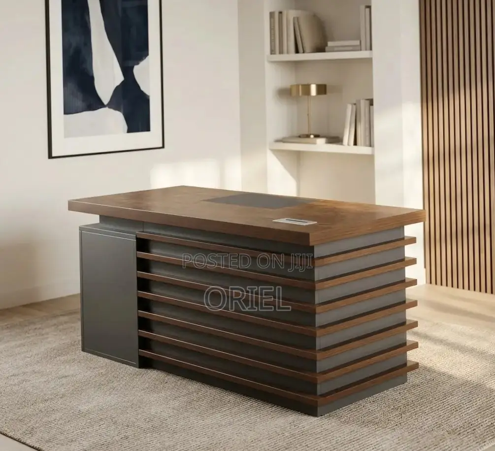 Office Desk : 1400MM Executive Brown Table With Drawers