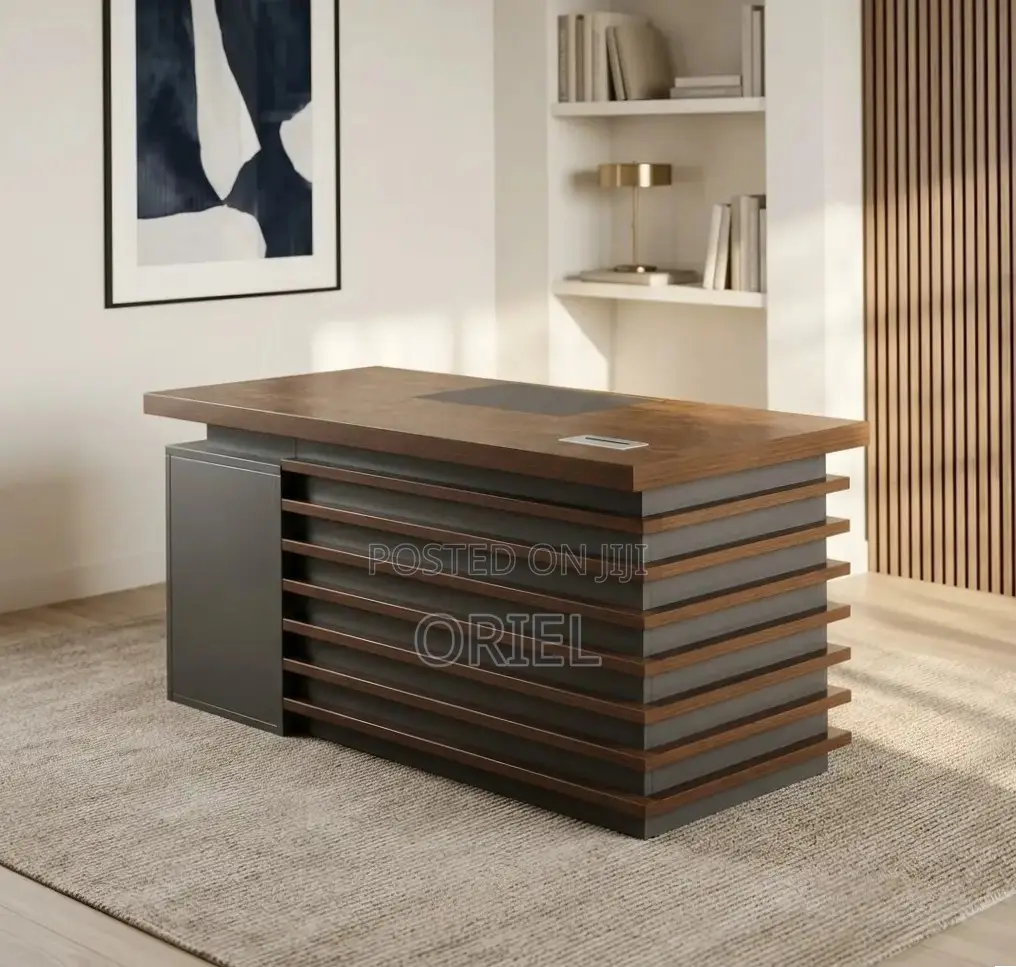 Office Desk : 1400MM Executive Brown Table With Drawers