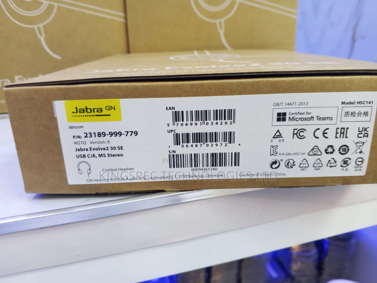 Jabra Evolve 2 30Headset