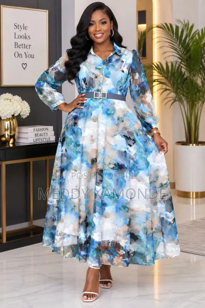 Floral Blue Long Dress