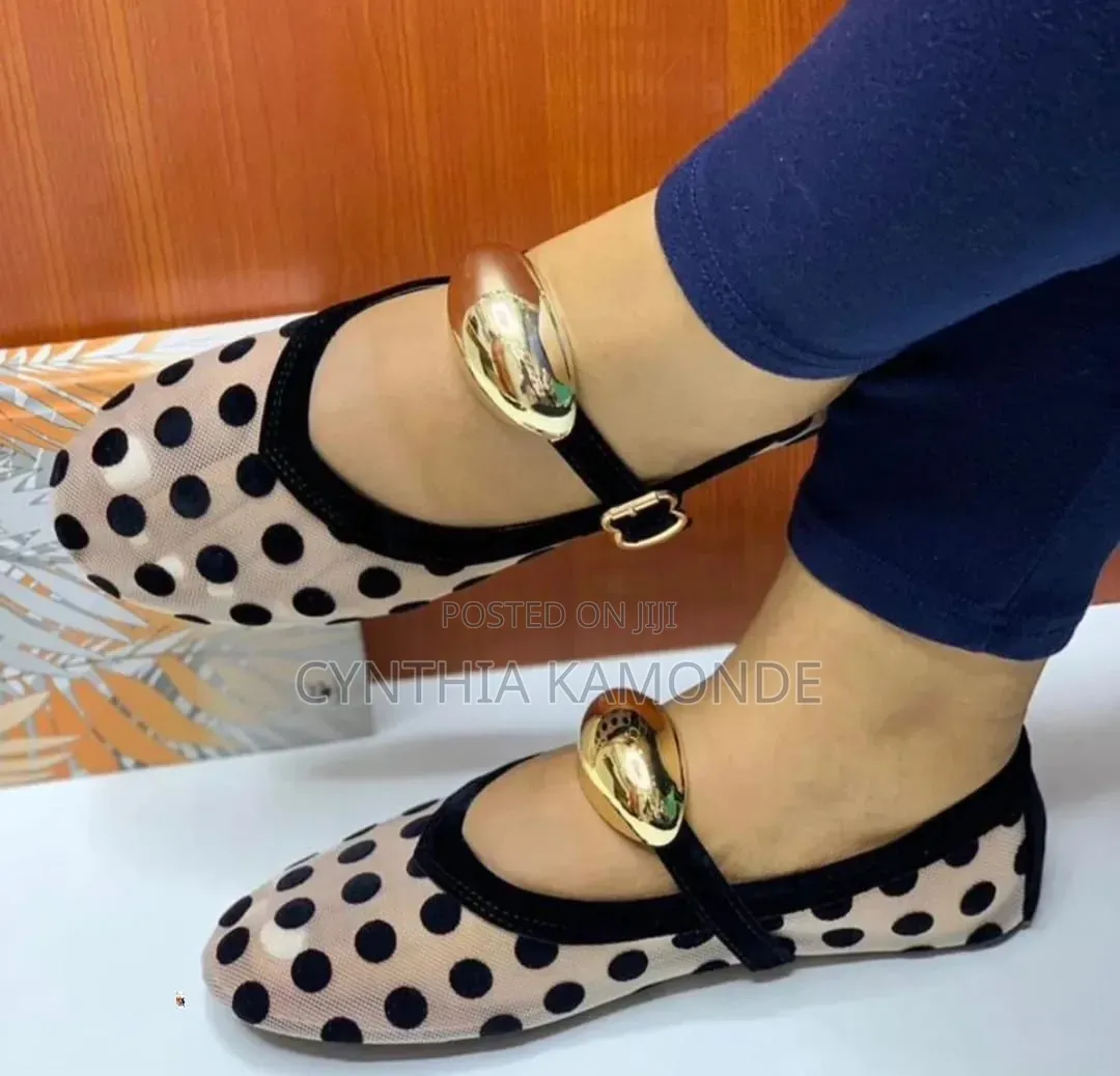 Gold Buckle Flat Shoes