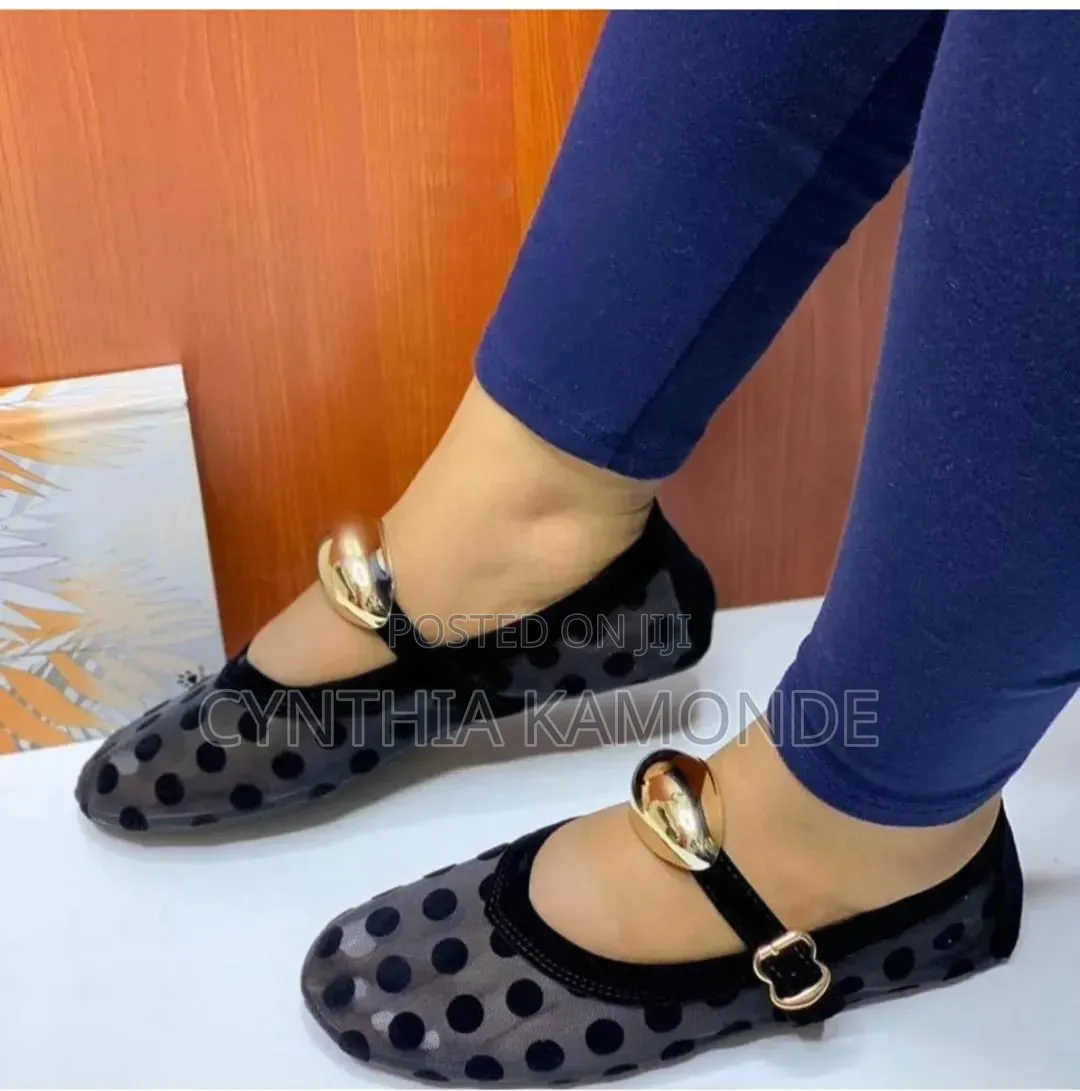Gold Buckle Flat Shoes