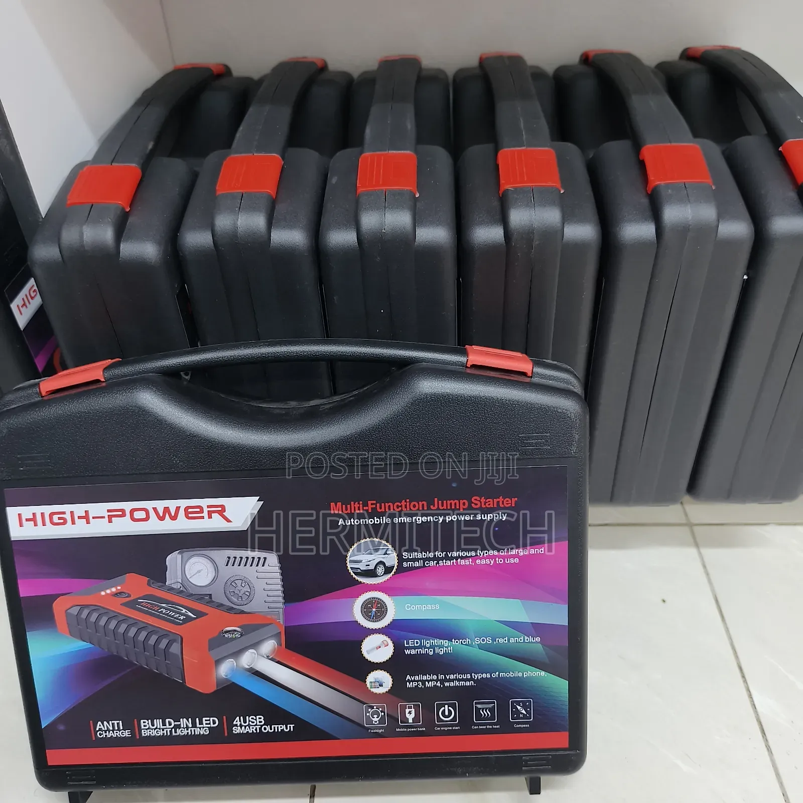 Compact Car Battery Jump Starter With Portable Air Compressor