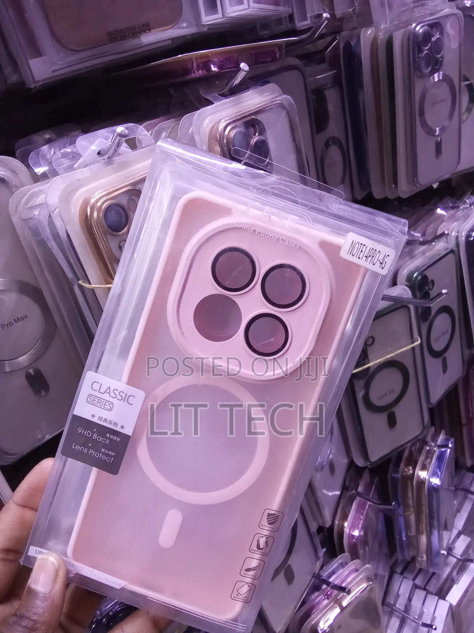 Translucent Magsafe Pink Case With Ense for Infinix Note 40 Pro 4G