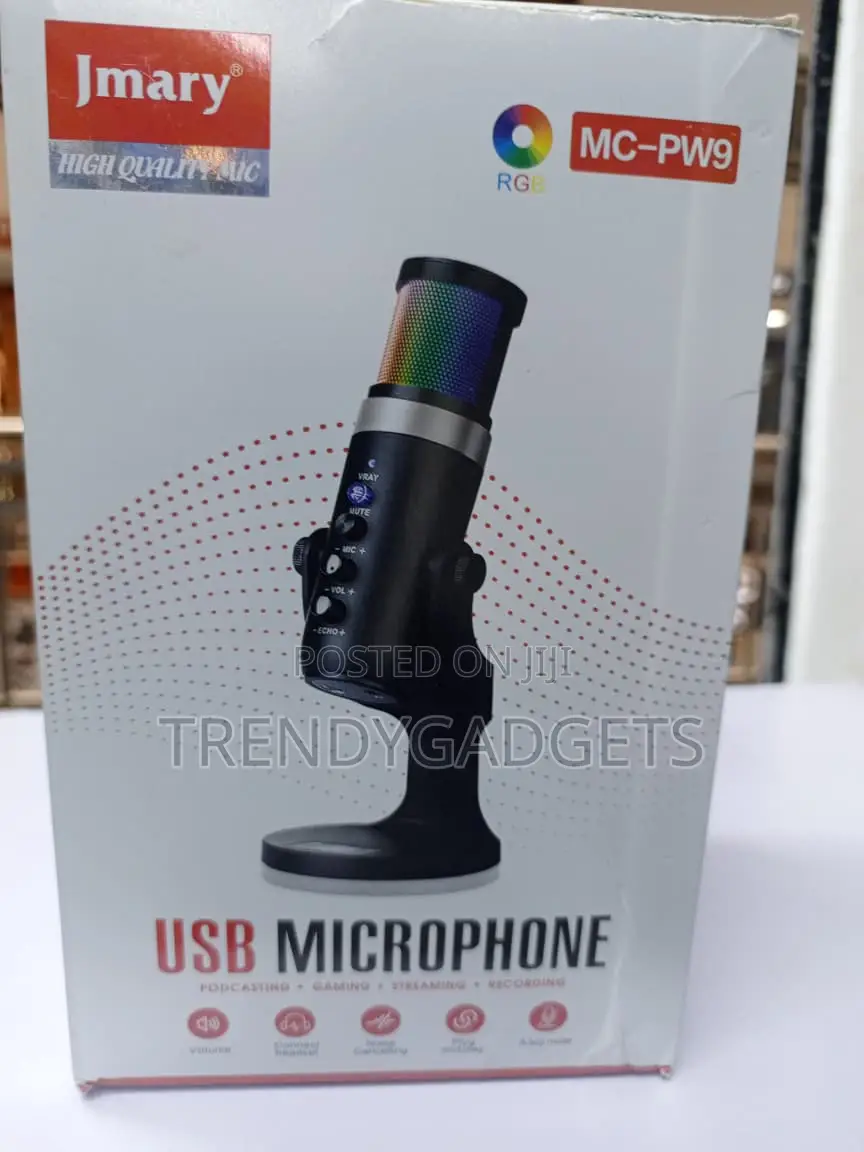 Jmary MC-PW9 USB Microphone RGB Lights Echo Volume Mute Control