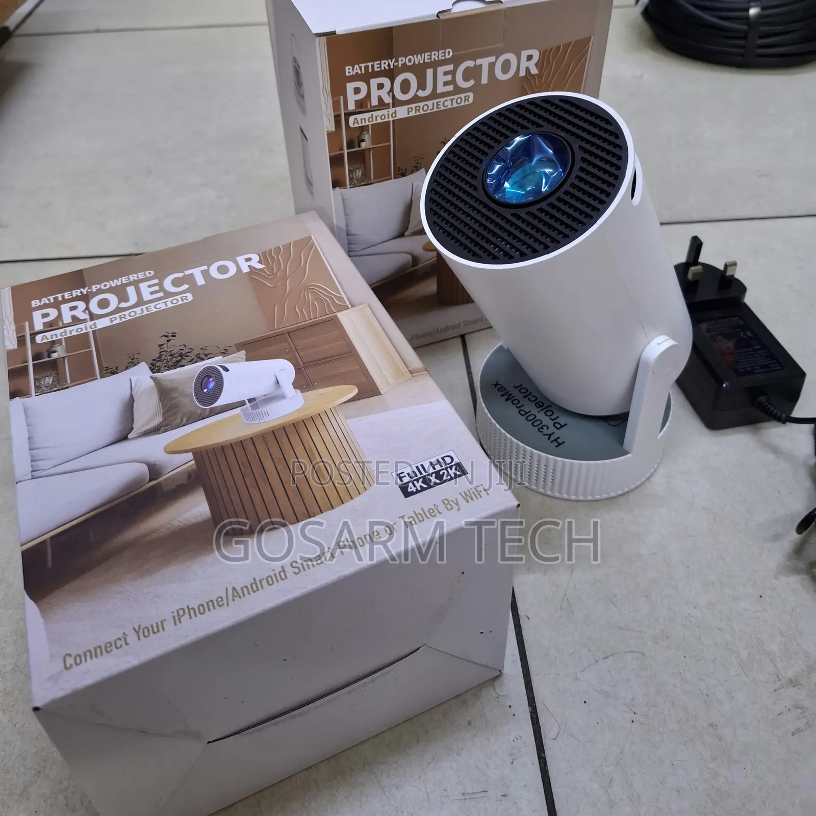 HY300 Pro Max Rechargeable Android Projector for Home Entertainment